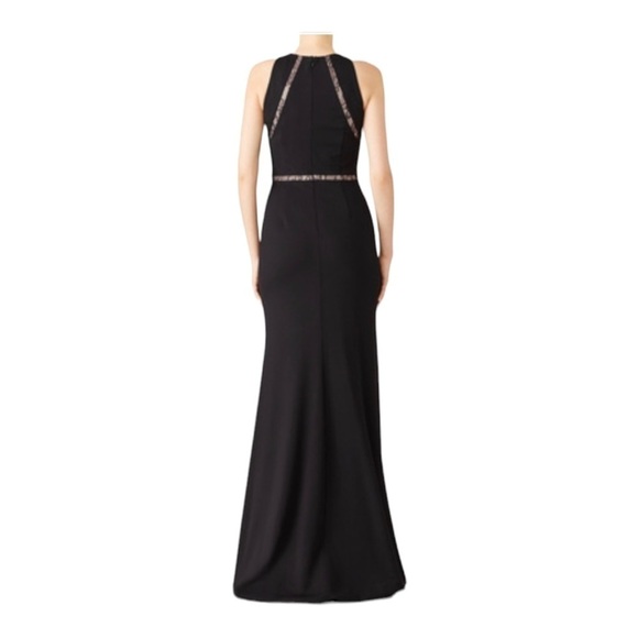 ADRIANNA PAPELL Black Lace Inset Sleeveless Bodycon Maxi Gown Size 4 Formal - Picture 4 of 10